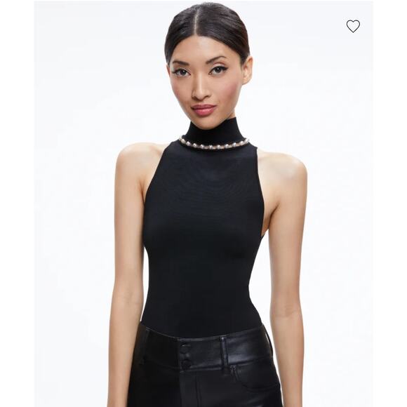 Alice & Olivia Annalee mock neck Medium Preppy polished Quiet Luxury minimalist - Picture 1 of 10